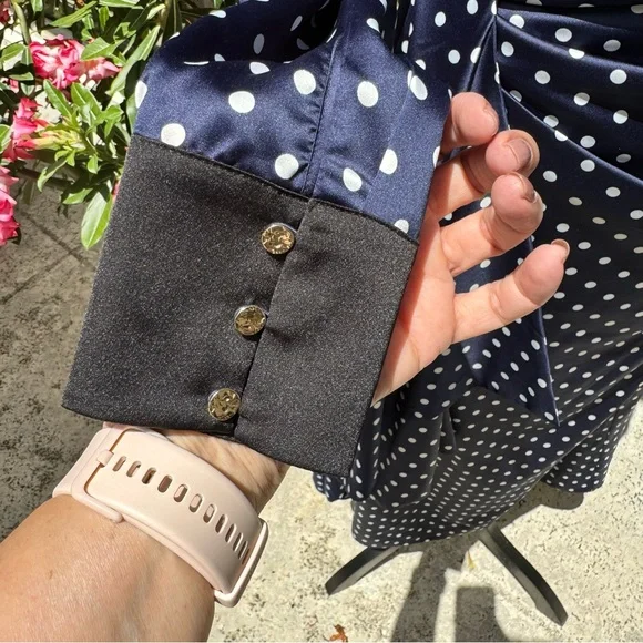 KEEPSAKE. NWOT. Foolish Long Sleeve, Midi Dress in Navy/Porcelain in Pol… - Picture 9 of 15